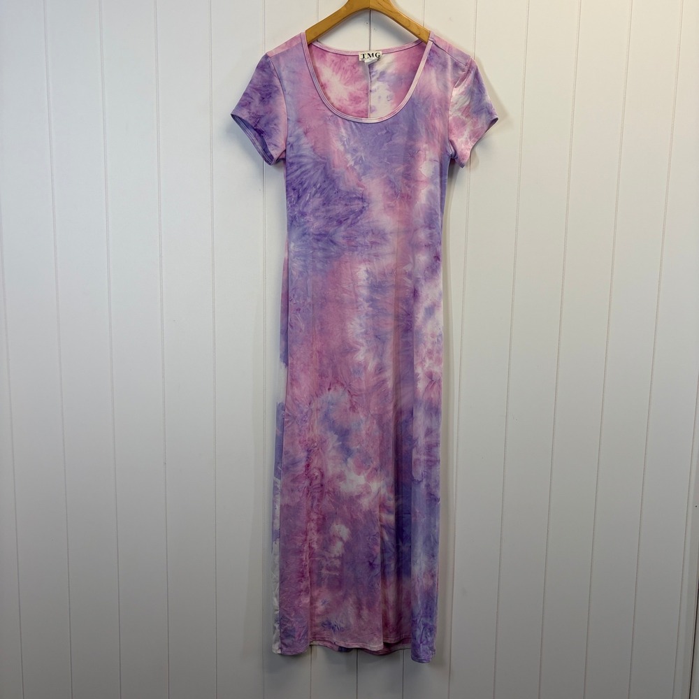 TMG Boho Tie Dye Maxi Dress Womens Small Hippie Resortwear Festival Artsy Comfy
